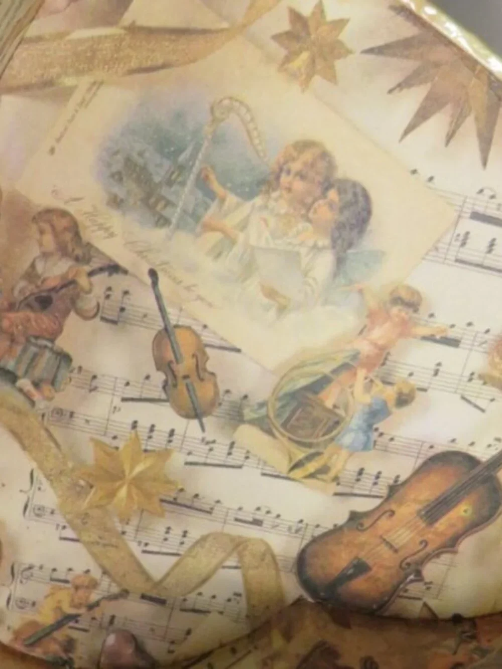 Vintage Music Lover Gift Bundle Heart Keepsake Box Mozart Bandana Violin Clipper